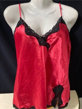 Sentiments Red Satin Lace Cami Medium Y2K Lingerie Sleepwear